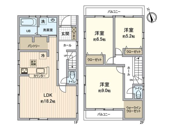 堺市西区浜寺昭和町3丁 新築戸建 間取図(平面図) 堺市西区浜寺昭和町3丁 新築戸建 間取図(平面図)
