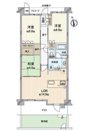 ユニハイム浜寺諏訪ノ森 間取図(平面図) ユニハイム浜寺諏訪ノ森 間取図(平面図)