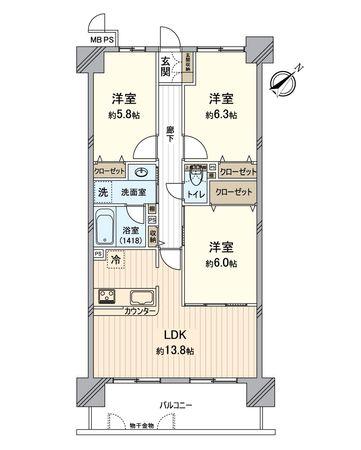 ライオンズマンション上野芝駅前 間取図(平面図)