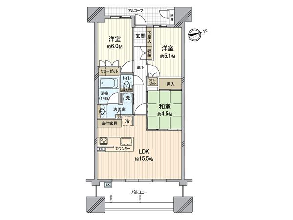 堺東ヴューモ 間取図(平面図)