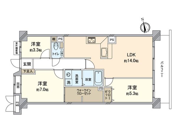 ライオンズマンション上野芝五丁 間取図(平面図)