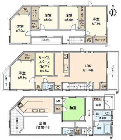 堺市北区蔵前町二丁 店舗付住宅 間取図(平面図) 堺市北区蔵前町二丁 店舗付住宅 間取図(平面図)