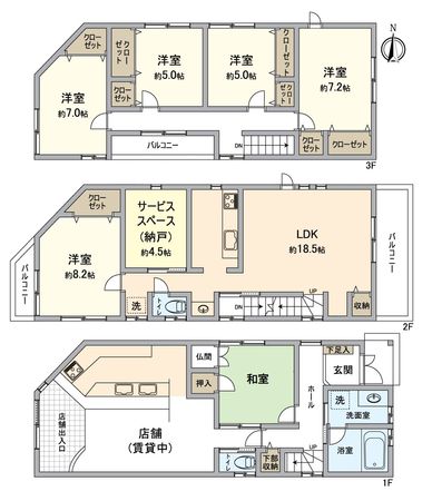 堺市北区蔵前町二丁 店舗付住宅 間取図(平面図)