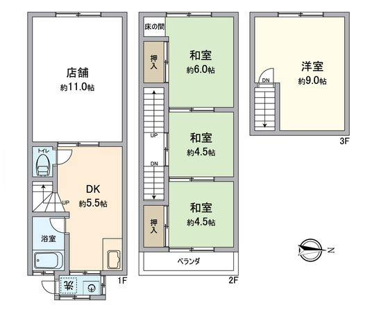 堺市堺区北三国ヶ丘町4丁店舗付住宅 間取図