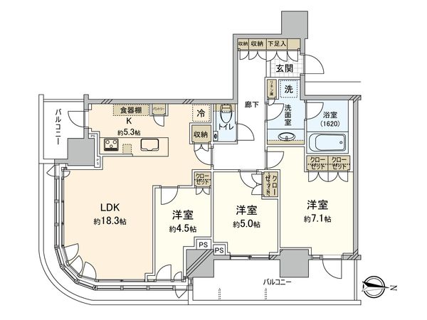 パークシティ中野ザ タワー ブリーズ 間取図(平面図) 間取図(平面図)