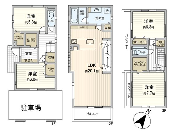 渋谷区本町3丁目 新築戸建 間取図(平面図) 渋谷区本町3丁目 新築戸建 間取図(平面図)