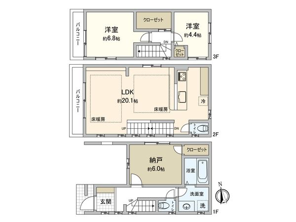 新宿区四谷本塩町 戸建 間取図(平面図)
