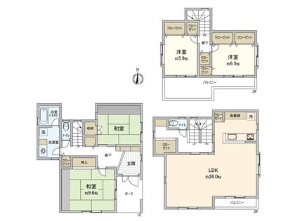 新宿区新宿7丁目 戸建 間取図(平面図)