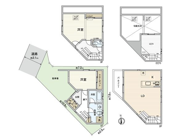 新宿区西新宿4丁目 戸建 間取図(平面図) 新宿区西新宿4丁目 戸建 間取図(平面図)