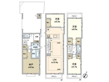 渋谷区笹塚3丁目 新築戸建 間取図(平面図)
