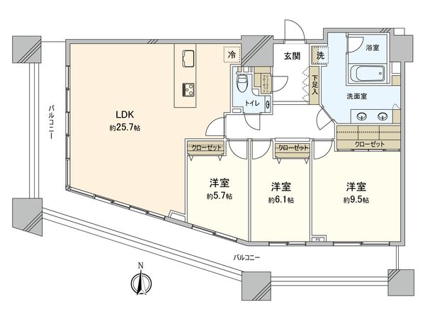 コンシェリア西新宿TOWER’S WEST 間取図(平面図)