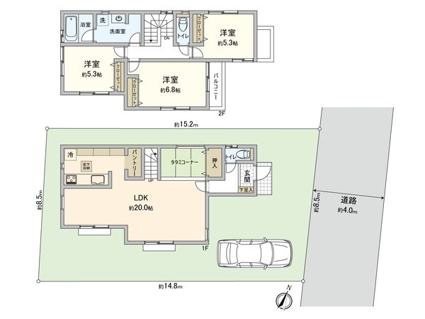 練馬区上石神井2丁目土地 ②区画 建物プラン例 (間取り図)