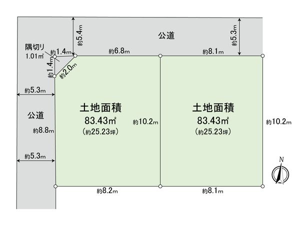 杉並区今川3丁目 土地 2区画 全体区画図