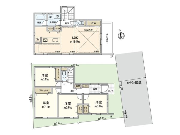 杉並区荻窪3丁目 新築戸建 間取図(平面図) 杉並区荻窪3丁目 新築戸建 間取図(平面図)