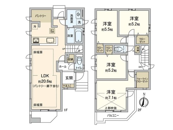 中野区鷺宮4丁目 新築戸建 1号棟 間取図(平面図)