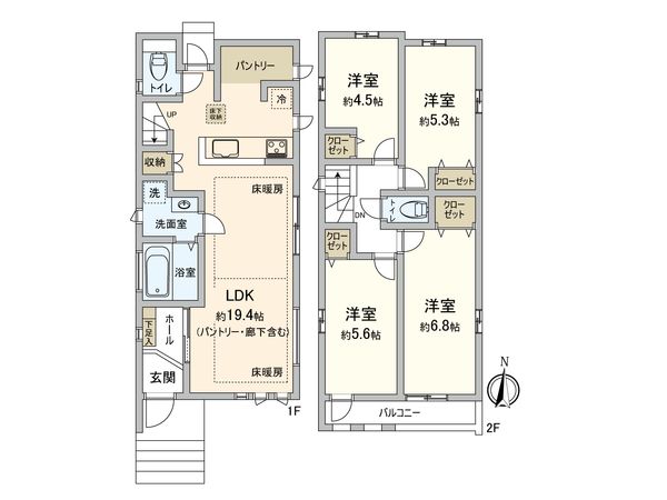 中野区鷺宮4丁目 新築戸建 2号棟 間取図(平面図)