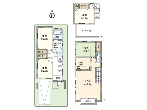 中野区野方6丁目 戸建 間取図(平面図)