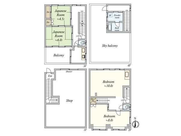 千代田区外神田5丁目 借地権付戸建 間取図(平面図) 千代田区外神田5丁目 借地権付戸建 間取図(平面図)