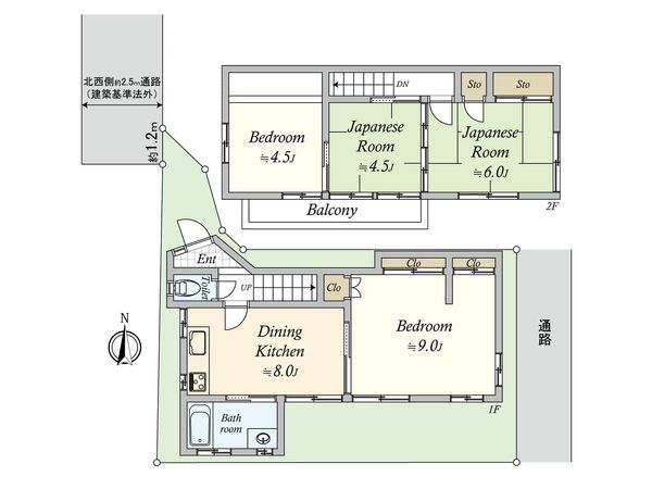 杉並区下井草4丁目 再建築不可 間取図(平面図) 杉並区下井草4丁目 再建築不可 間取図(平面図)