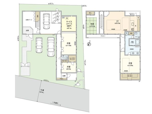 荻窪RCガレージテラスハウス 間取図(平面図) 荻窪RCガレージテラスハウス 間取図(平面図)