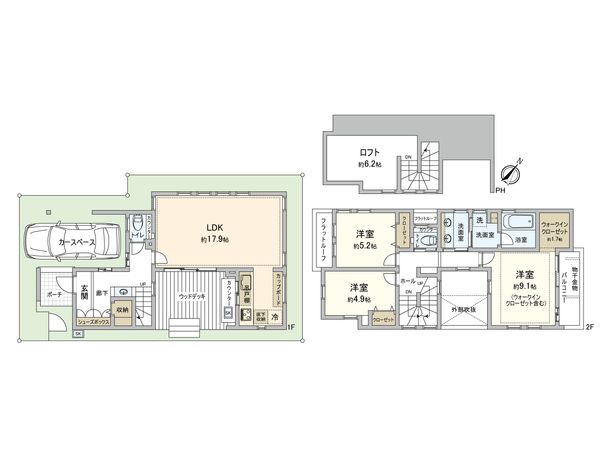 杉並区善福寺1丁目 新築戸建 5号棟 間取図(平面図) 杉並区善福寺1丁目 新築戸建 5号棟 間取図(平面図)