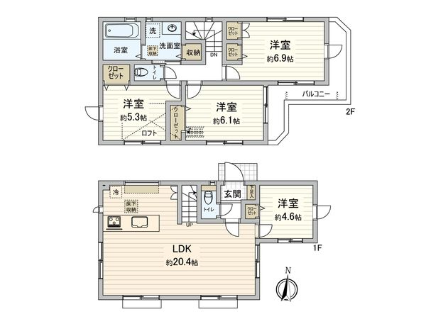 杉並区本天沼2丁目 新築戸建 間取図(平面図) 杉並区本天沼2丁目 新築戸建 間取図(平面図)