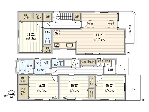 杉並区南荻窪2丁目 戸建 間取図(平面図) 間取図(平面図)