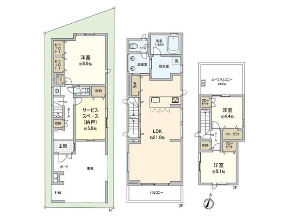 杉並区阿佐谷南1丁目 新築戸建 間取図(平面図) 間取図(平面図)