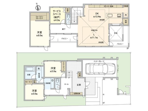 杉並区上荻3丁目 新築戸建 間取図(平面図) 間取図(平面図)