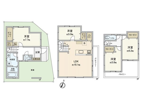 足立区西新井6丁目 新築戸建 A号棟 間取図(平面図)