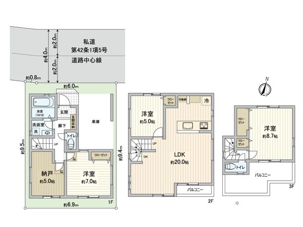 足立区西新井6丁目 新築戸建 B号棟 間取図(平面図)