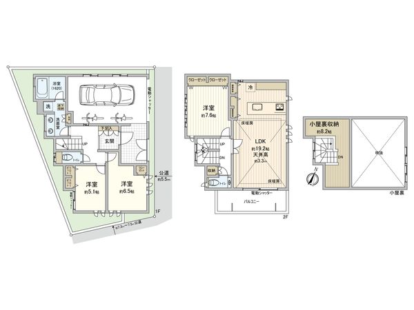 杉並区天沼1丁目 新築戸建 間取図(平面図) 杉並区天沼1丁目 新築戸建 間取図(平面図)