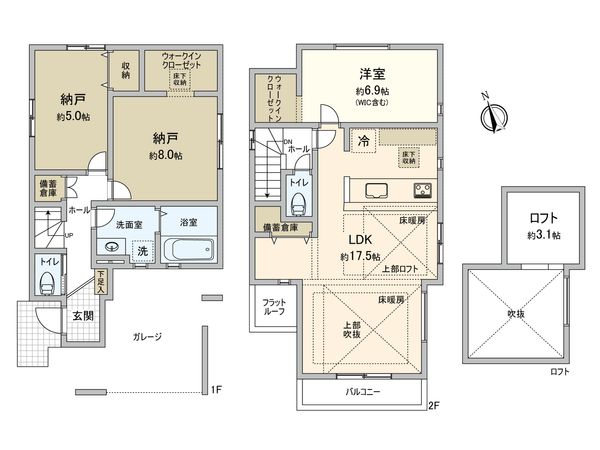 杉並区上荻3丁目 新築戸建 2号棟 間取図(平面図) 杉並区上荻3丁目 新築戸建 2号棟 間取図(平面図)