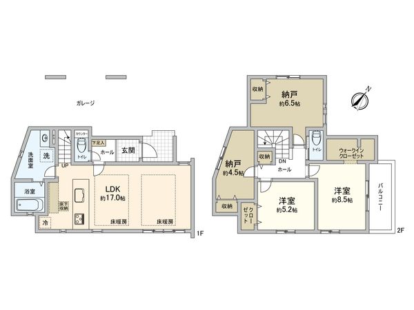 杉並区下井草2丁目 新築戸建 2号棟 間取図(平面図) 杉並区下井草2丁目 新築戸建 2号棟 間取図(平面図)