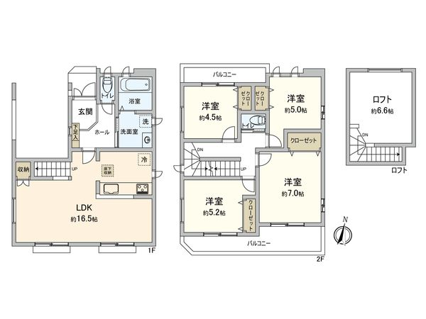 中野区鷺宮4丁目 新築戸建1号棟 間取図(平面図) 中野区鷺宮4丁目 新築戸建1号棟 間取図(平面図)