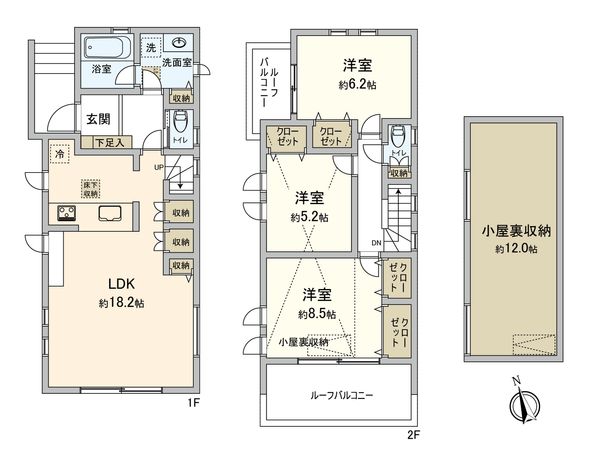 杉並区上荻3丁目 新築戸建 間取図(平面図) 杉並区上荻3丁目 新築戸建 間取図(平面図)