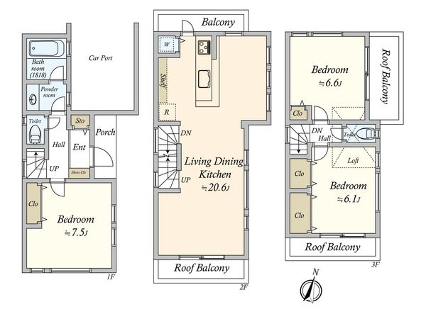 杉並区上荻4丁目 戸建 間取図(平面図)