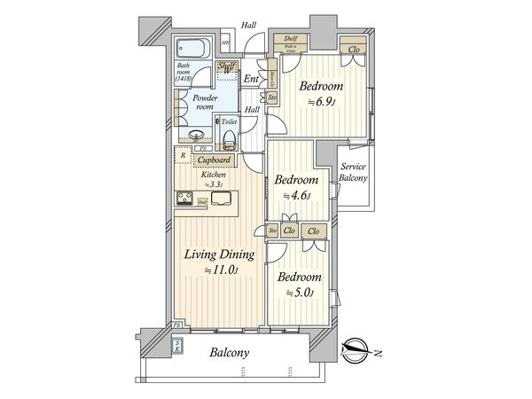 ブランズ中野富士見町パークナード 間取図(平面図) ブランズ中野富士見町パークナード 間取図(平面図)