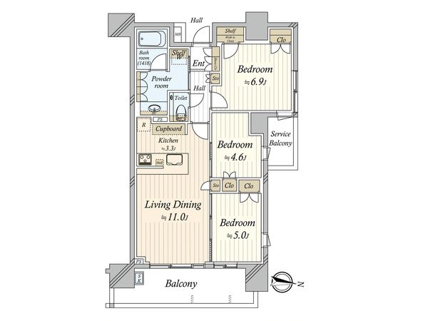 ブランズ中野富士見町パークナード 間取図(平面図) ブランズ中野富士見町パークナード 間取図(平面図)