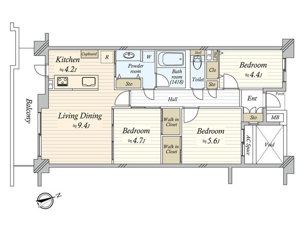 パークアベニュー芦花公園 壱番館 間取図(平面図) 間取図(平面図)