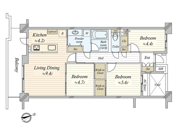 パークアベニュー芦花公園 壱番館 間取図(平面図) パークアベニュー芦花公園 壱番館 間取図(平面図)