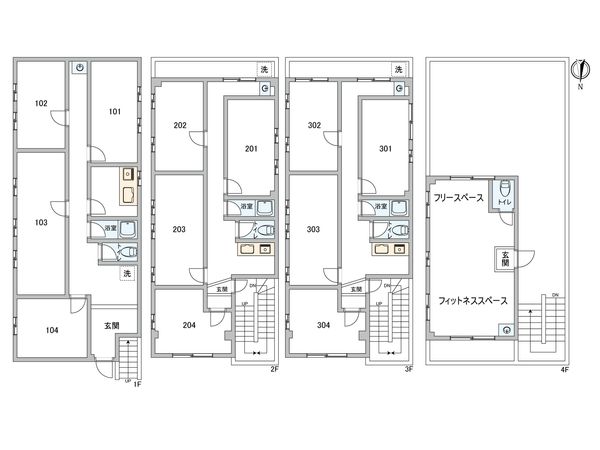 杉並区高井戸東3丁目 一棟アパート 間取図(平面図) 杉並区高井戸東3丁目 一棟アパート 間取図(平面図)