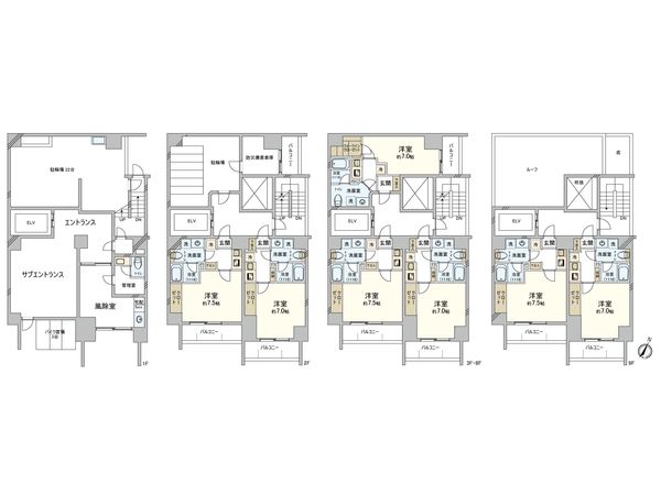 墨田区立花3丁目 マンション一括 間取図(平面図) 墨田区立花3丁目 マンション一括 間取図(平面図)