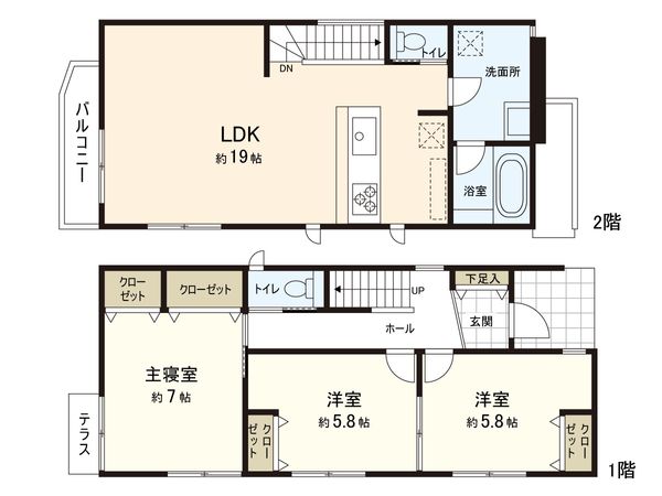 下高井戸4丁目土地 No.2 建物プラン例 (間取り図) 下高井戸4丁目土地 No.2 建物プラン例 (間取り図)