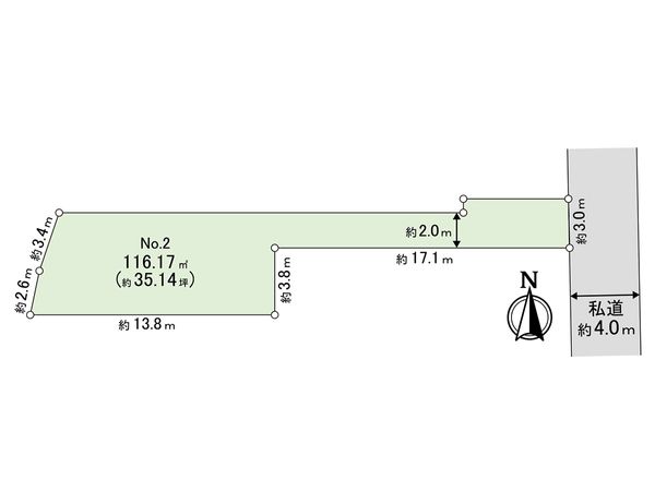 下高井戸4丁目土地 No.2 区画図