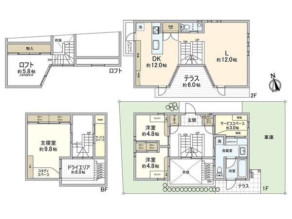 浜田山4丁目 戸建 間取図(平面図)