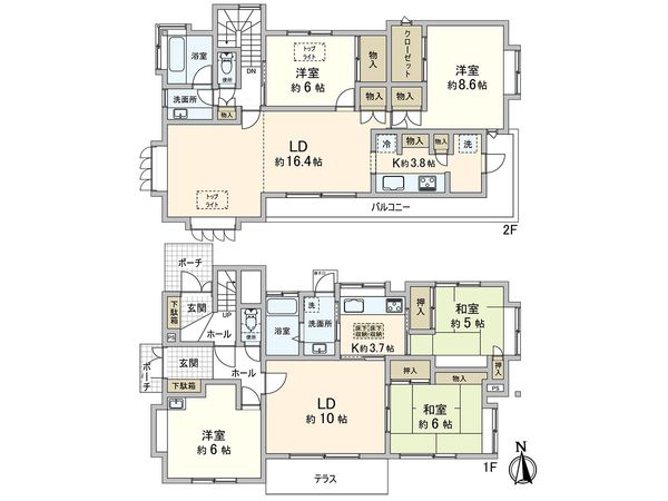 杉並区浜田山1丁目 2世帯住宅 間取図(平面図) 杉並区浜田山1丁目 2世帯住宅 間取図(平面図)