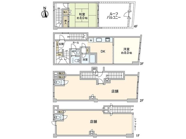 中野サンモール商店街ビル 間取図(平面図) 中野サンモール商店街ビル 間取図(平面図)