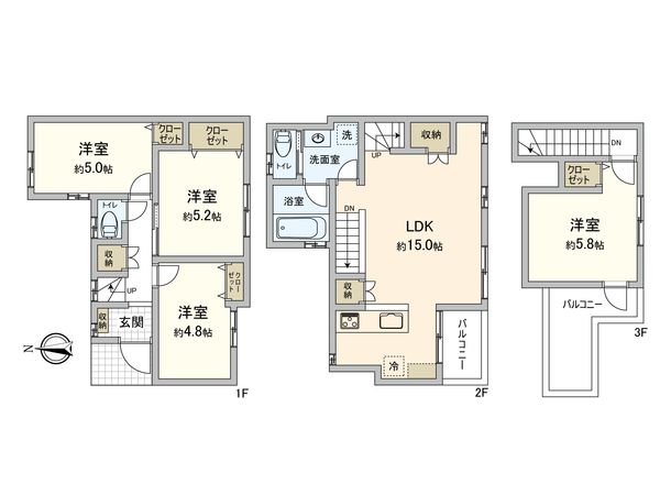杉並区高円寺南3丁目 戸建 間取図(平面図)