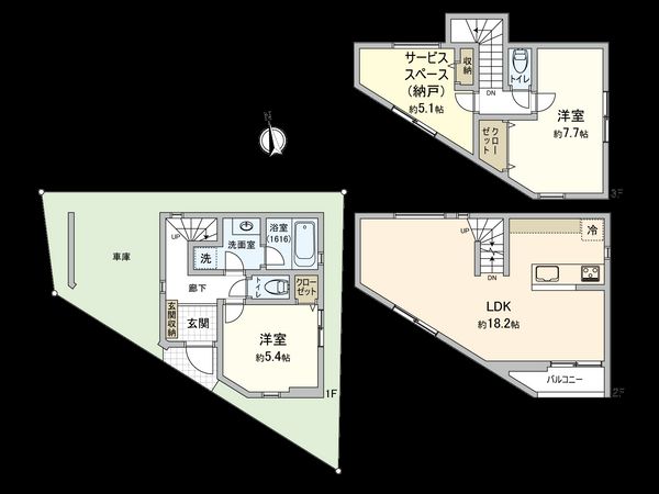 杉並区高円寺南2丁目 新築戸建 間取図(平面図) 間取図(平面図)